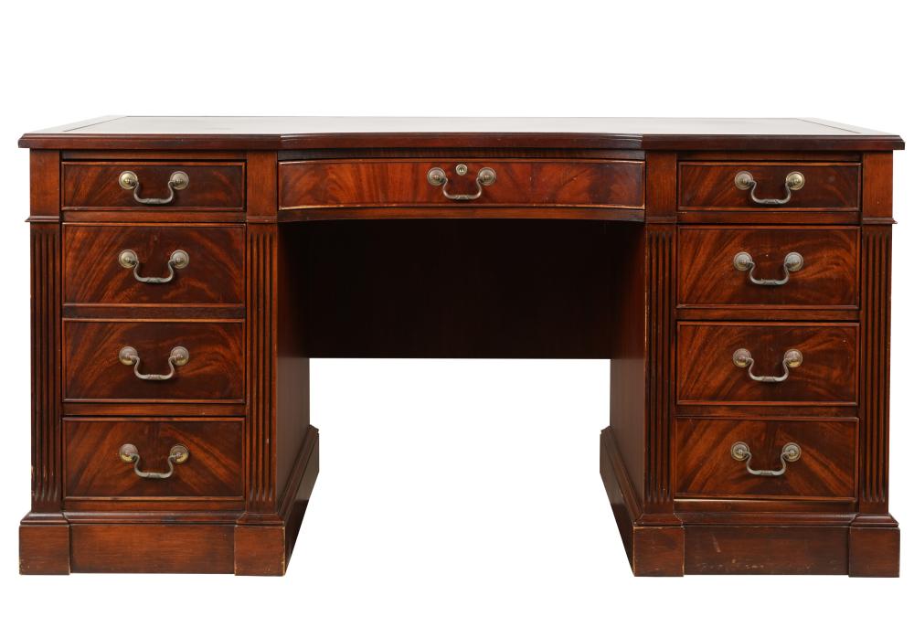 HEKMAN MAHOGANY PEDESTAL DESKHekman