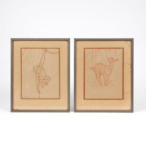 HELEN COOLIDGE PAIR OF ANIMAL