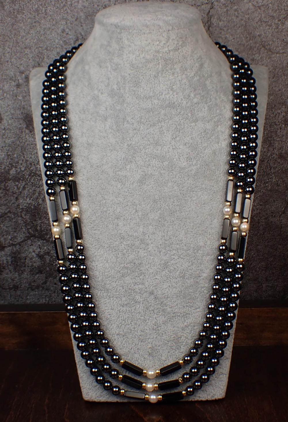HEMATITE, ONYX, PEARL AND YELLOW