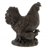 HEN WITH CHICKS BRONZE Second