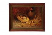HEN WITH EGGS (AMERICAN SCHOOL