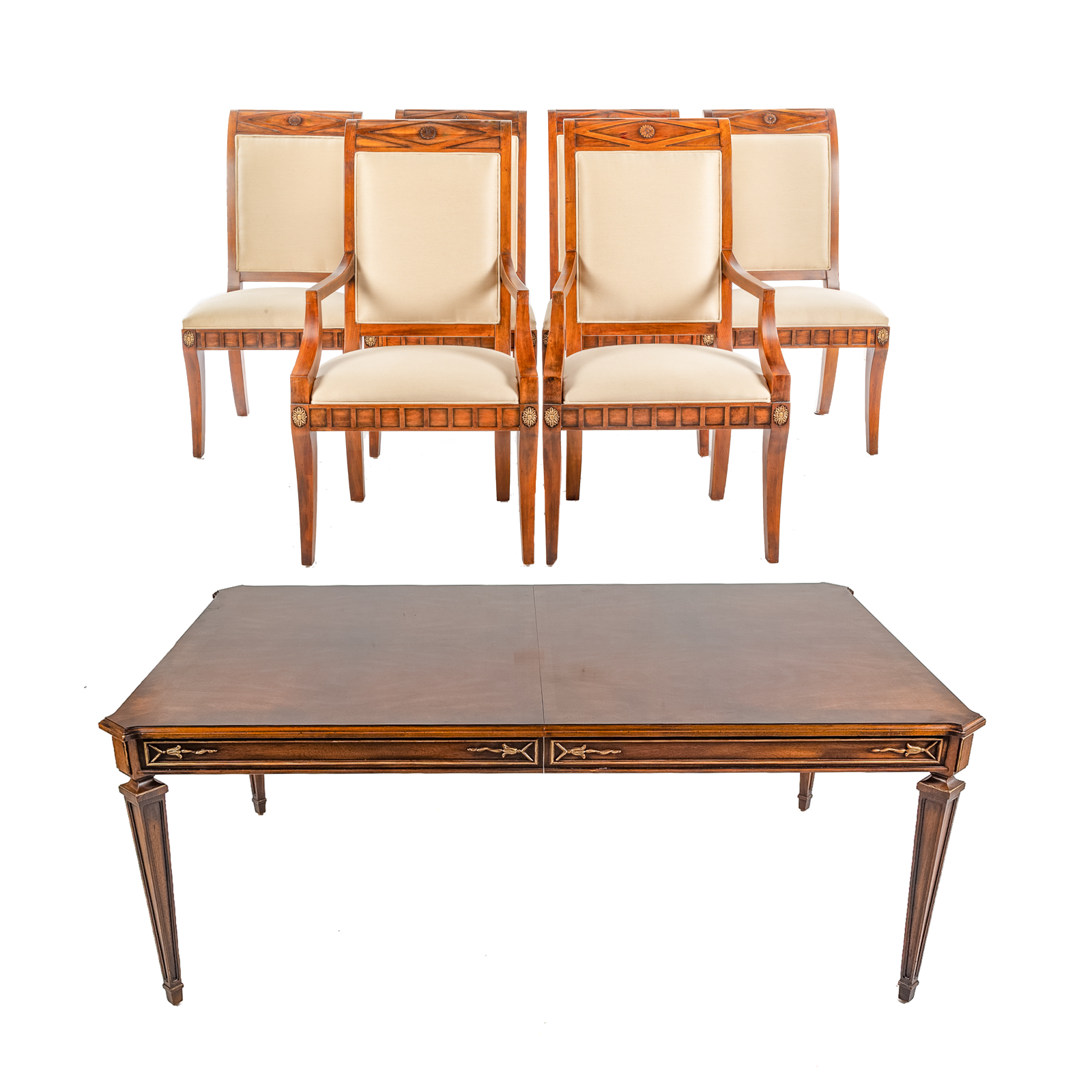 HENREDON DINING TABLE & SIX