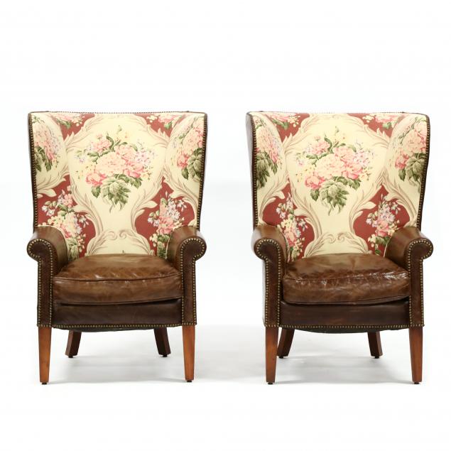 HENREDON, PAIR OF LEATHER