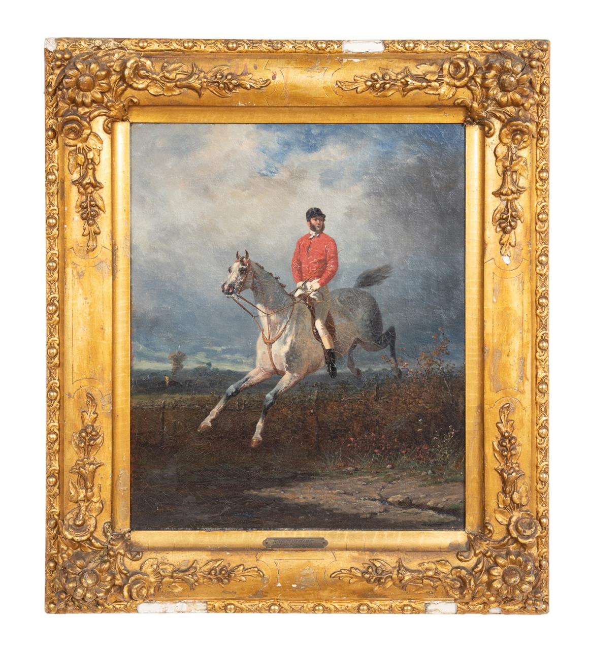 HENRI D' AINECY, "THE HURDLER", OIL