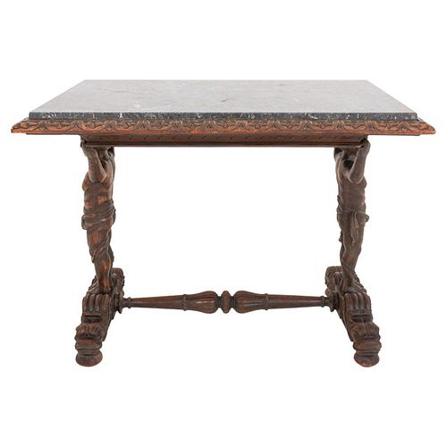 HENRI II GOTHIC STYLE CARVED OAK