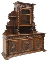 HENRI II STYLE CARVED OAK HUNT