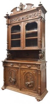HENRI II STYLE CARVED OAK HUNT