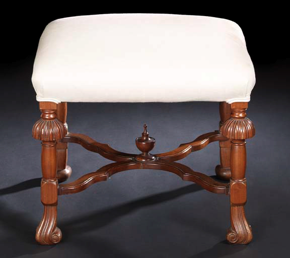 Henri II-Style Mahogany Stool,  the