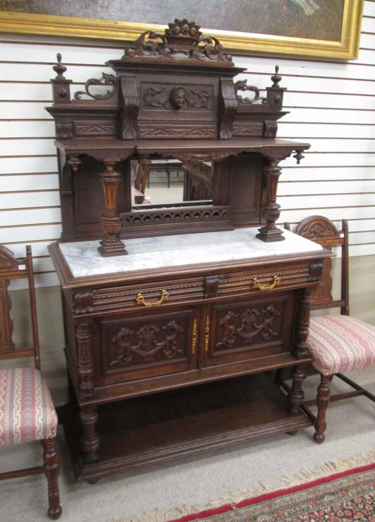 HENRI II STYLE PETITE CARVED OAK