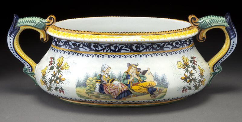 Henriot Quimper pottery two-handled