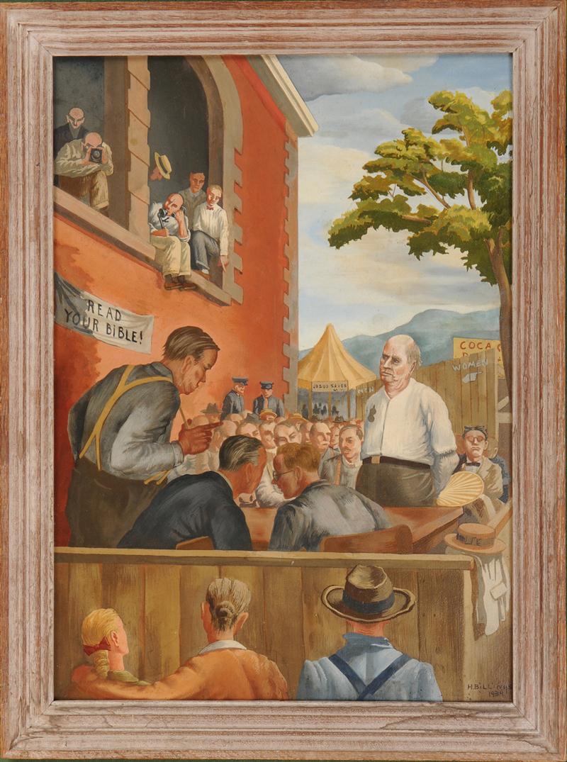 HENRY BILLINGS: SCOPES TRIAL Oil on