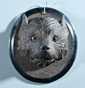 Henry Leach carved walnut dog'