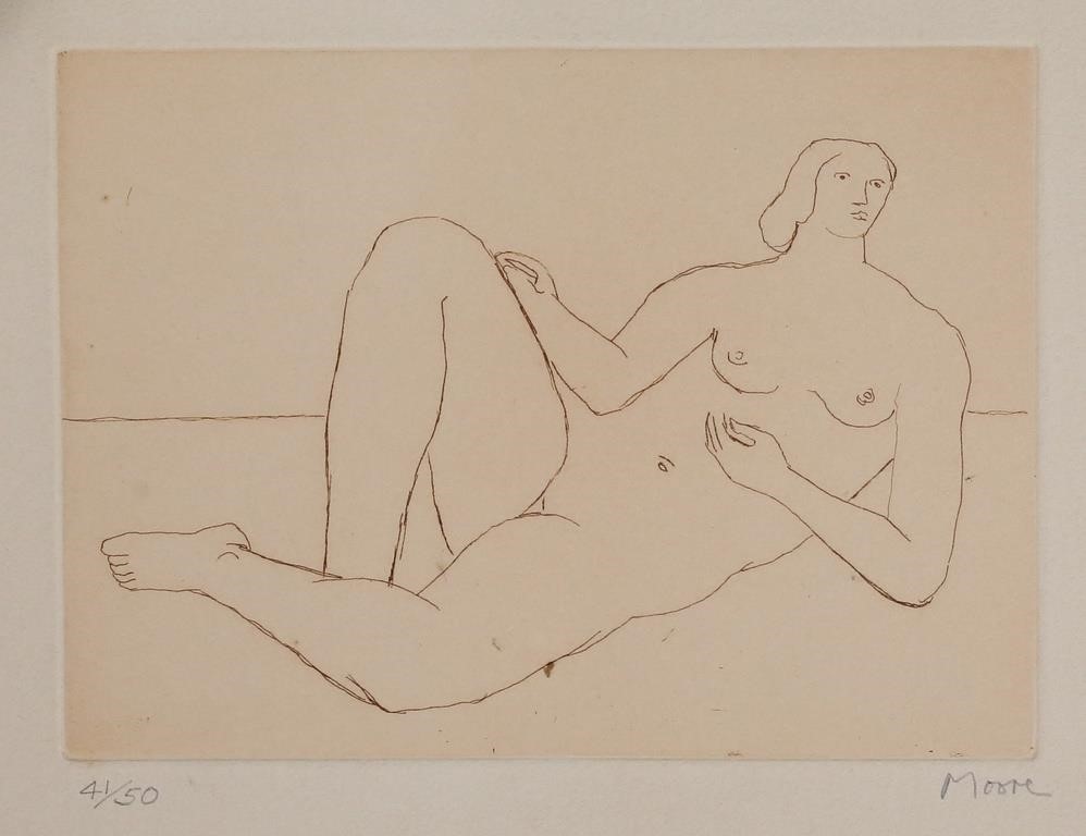 HENRY MOORE ETCHING RECLINING