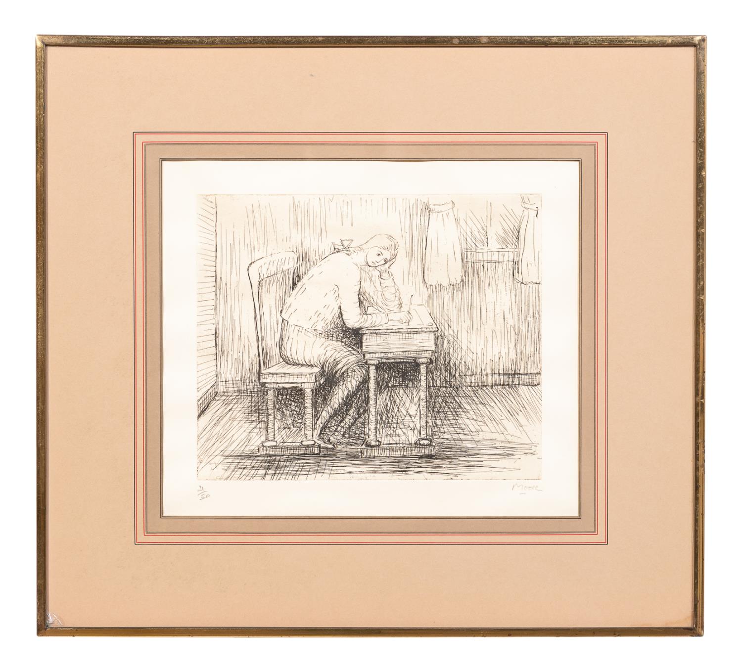 HENRY MOORE, "GIRL DOING HOMEWORK