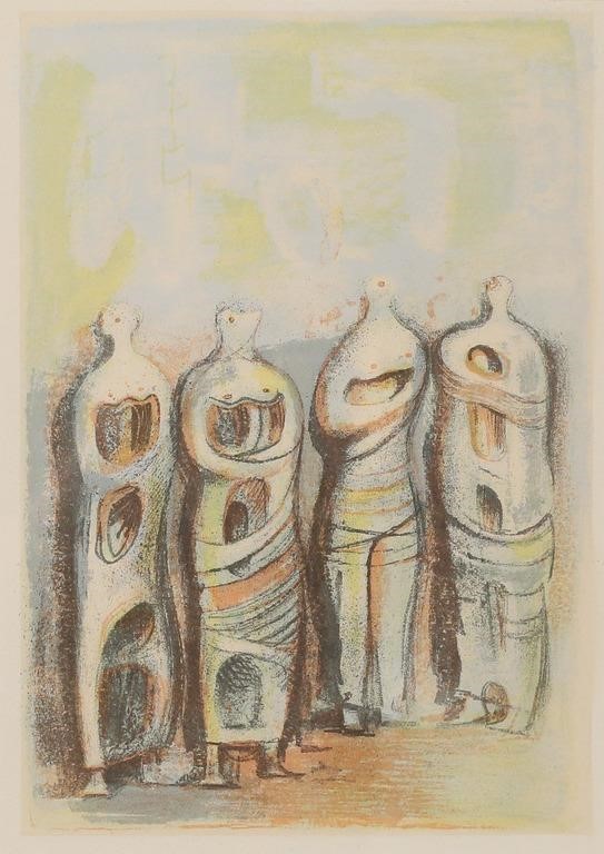 HENRY MOORE LITHOGRAPH THE FOUR