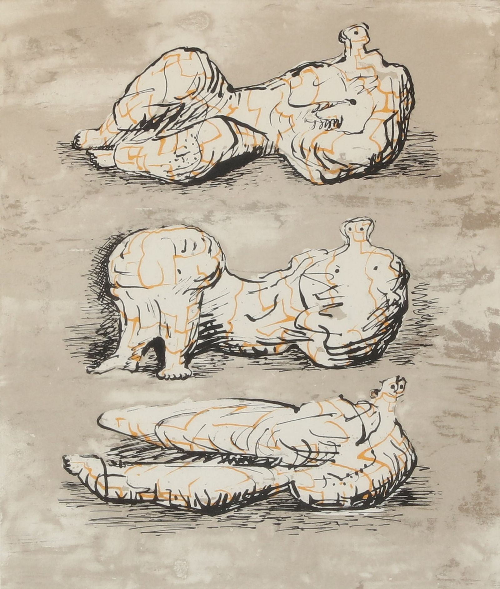 HENRY MOORE, THREE RECLINING