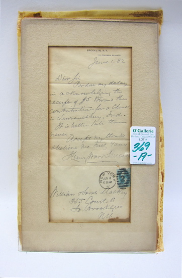 HENRY WARD BEECHER LETTER hand