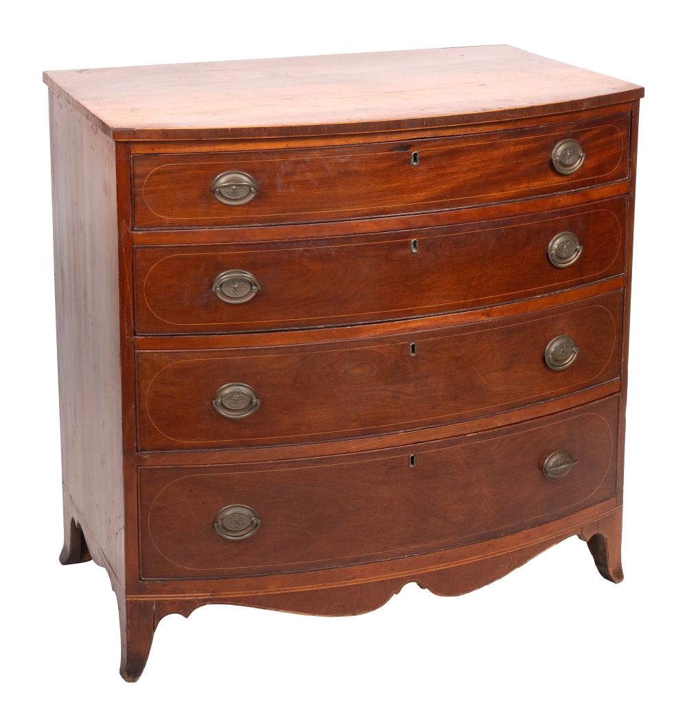 HEPPLEWHITE BOWFRONT BUREAU CIRCA