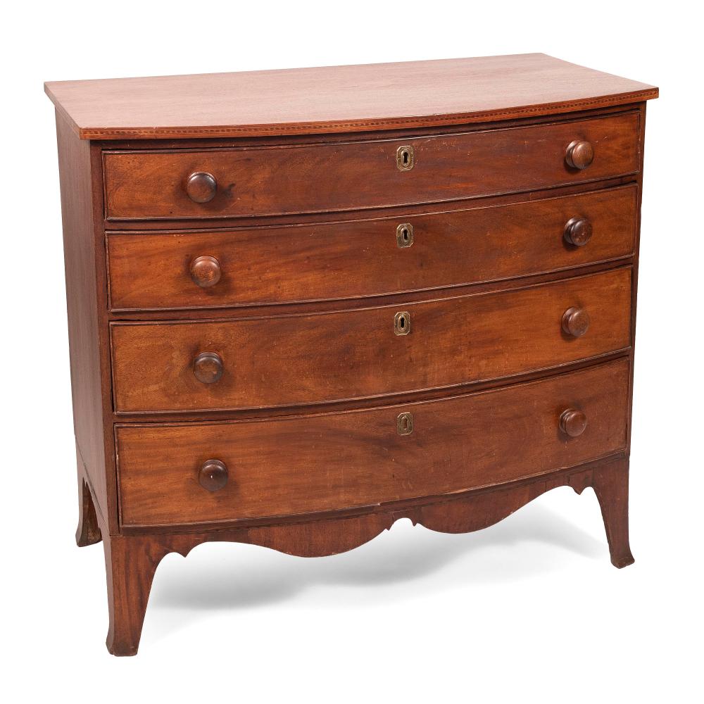 HEPPLEWHITE BOWFRONT BUREAU CIRCA