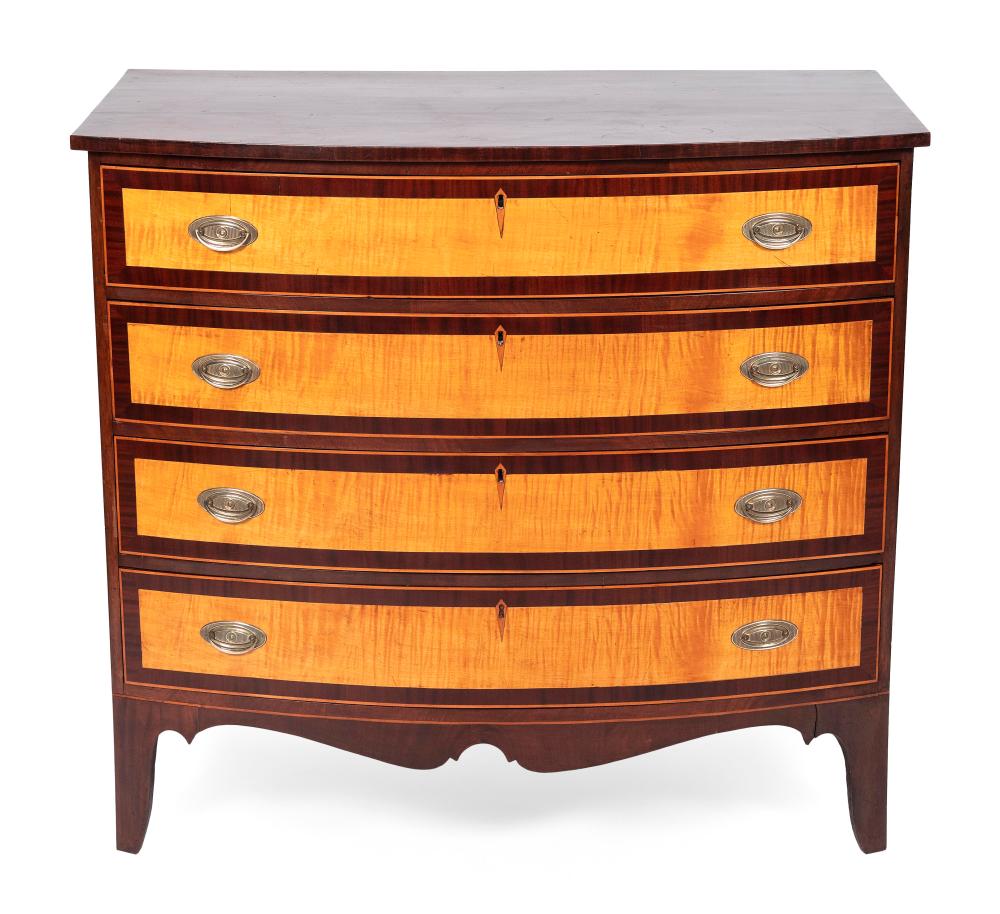 HEPPLEWHITE BOWFRONT BUREAU EARLY