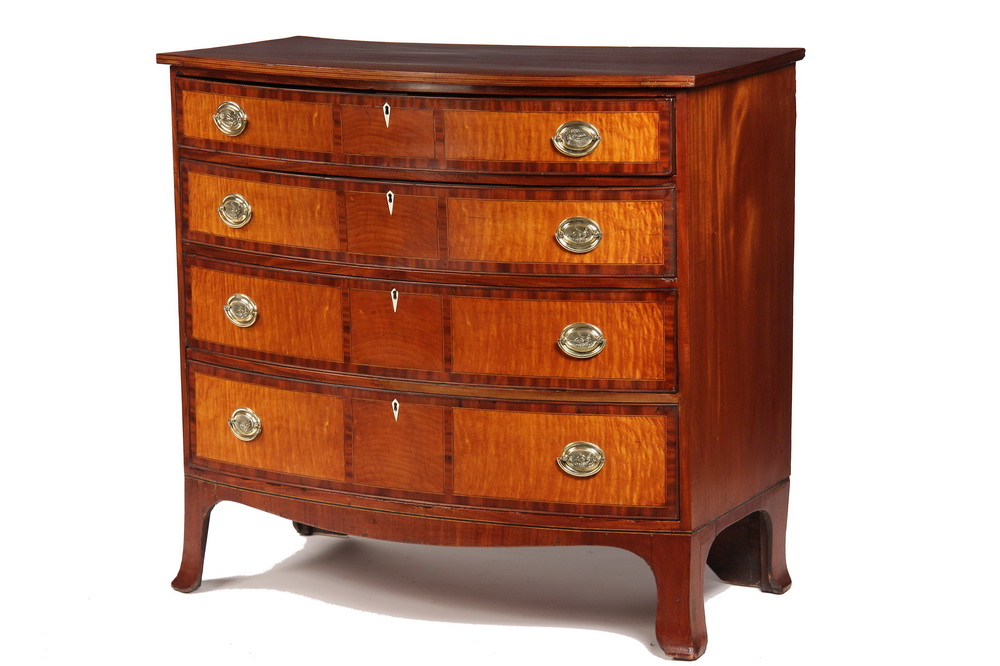 HEPPLEWHITE BOWFRONT CHEST -