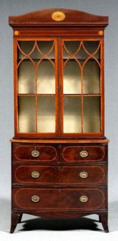 Hepplewhite cabinet over drawe