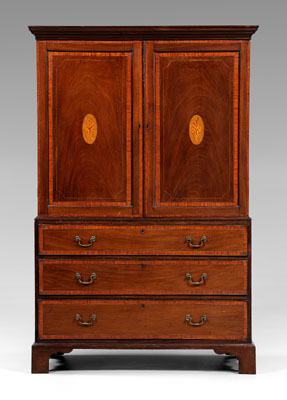 Hepplewhite inlaid linen press,