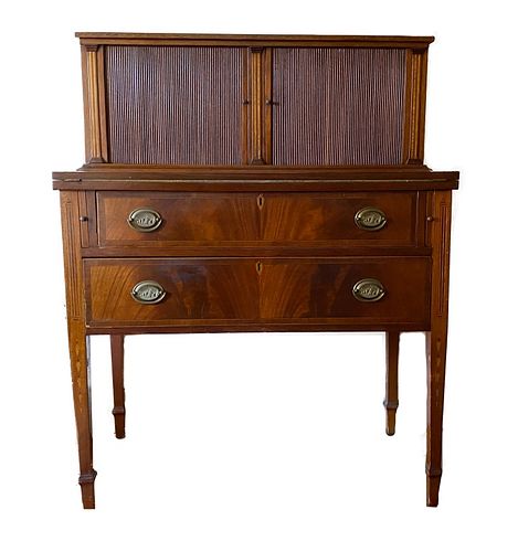 HEPPLEWHITE INLAID MAHOGANY TAMBOUR