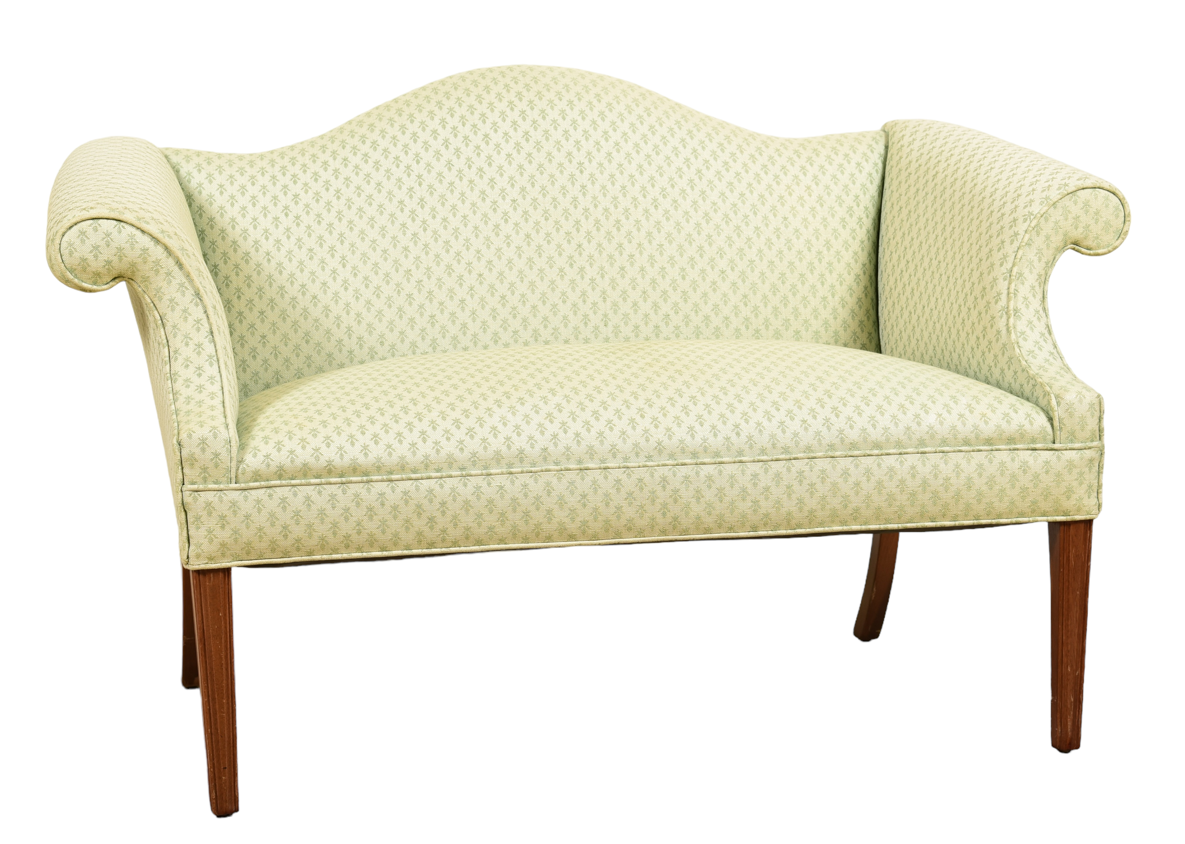 Hepplewhite style camelback settee,