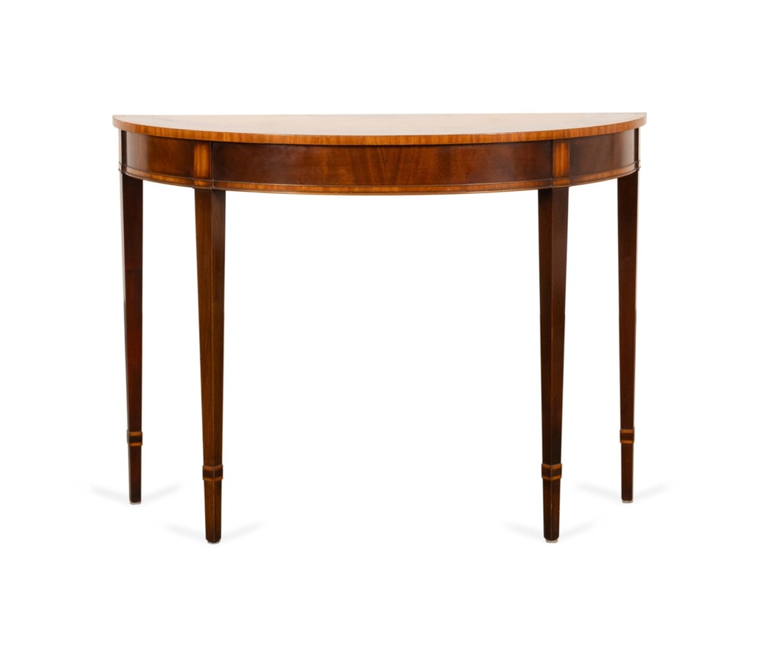HEPPLEWHITE STYLE MAHOGANY DEMILUNE