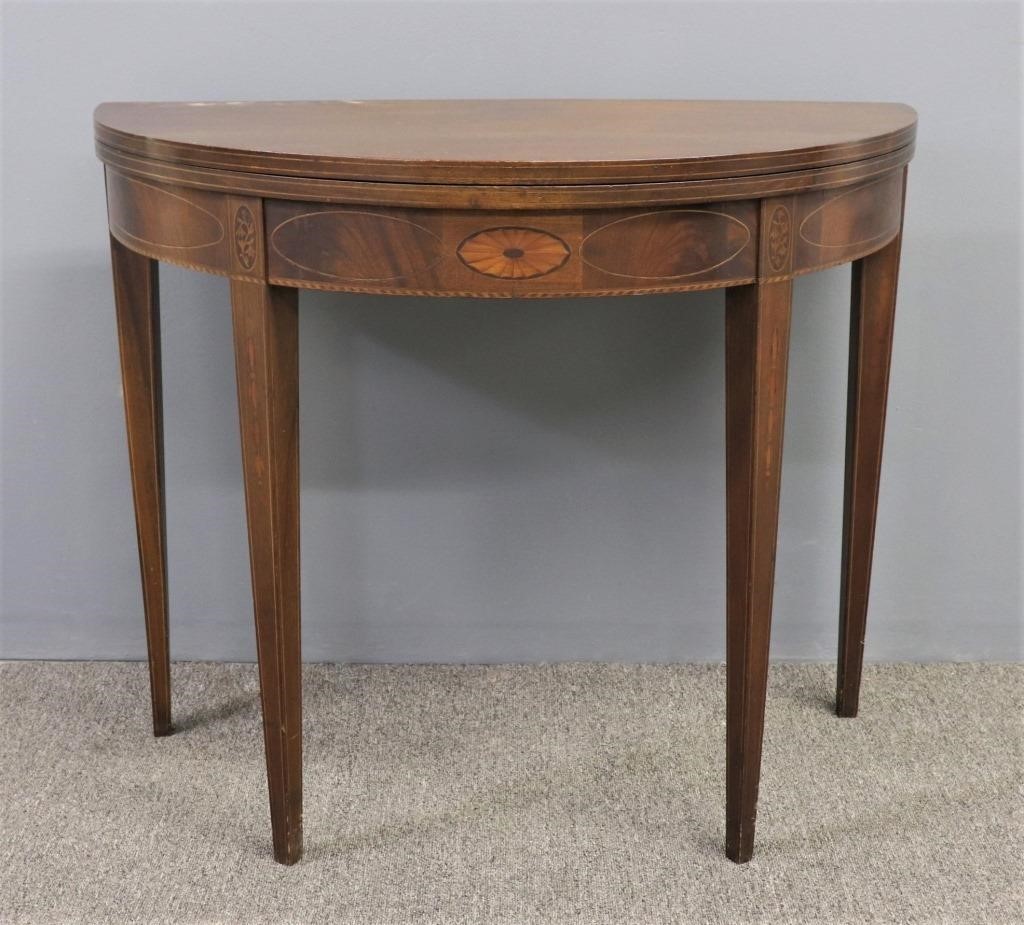 Hepplewhite style mahogany demilune