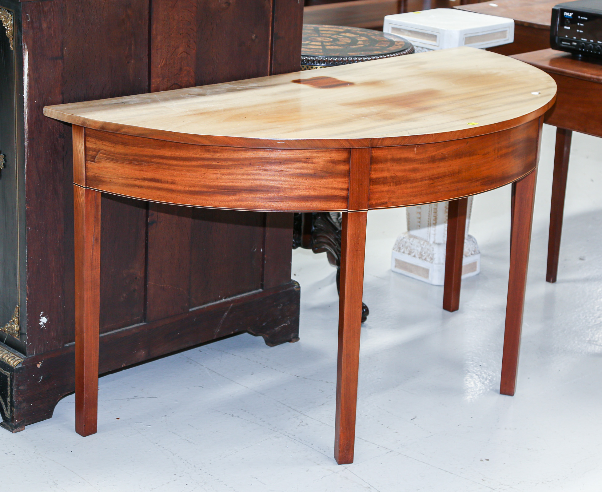 HEPPLEWHITE STYLE MAHOGANY DEMILUNE