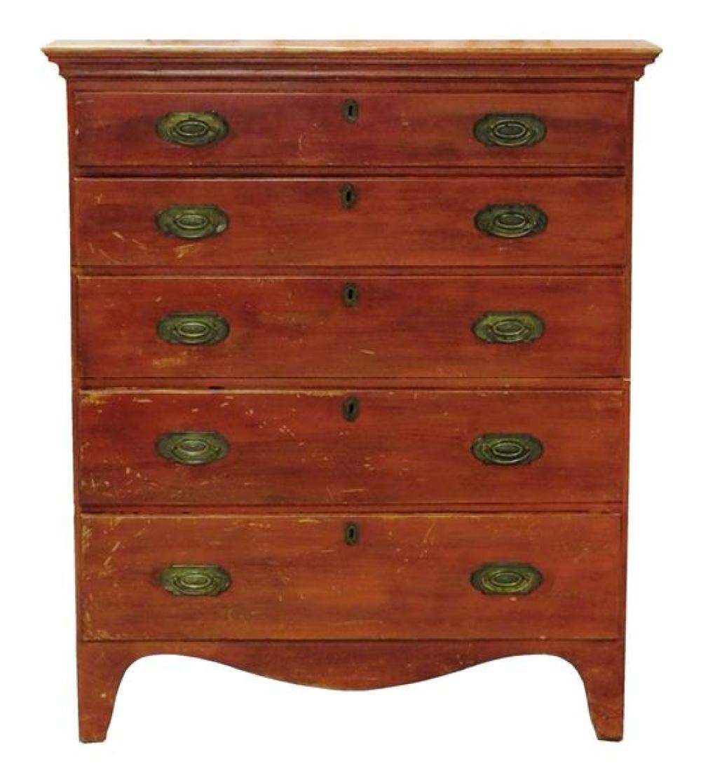 HEPPLEWHITE TALL CHEST WITH RED