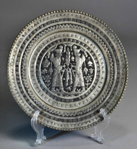 Heraldic embossed tin plate w/