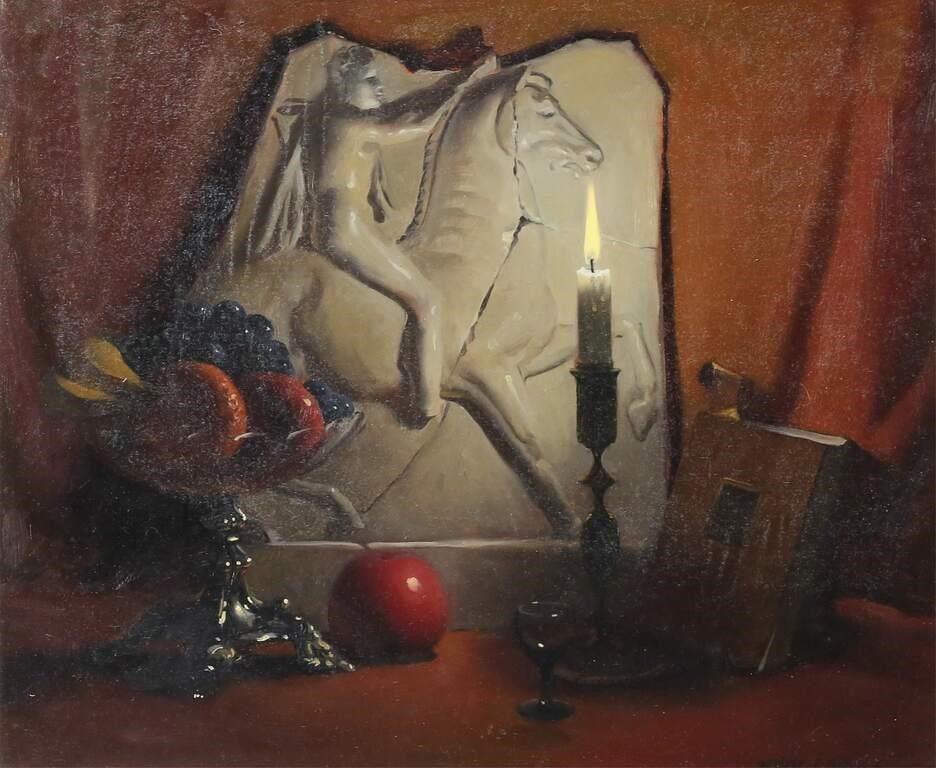 HERBERT ABRAMS OIL ON MASONITE
