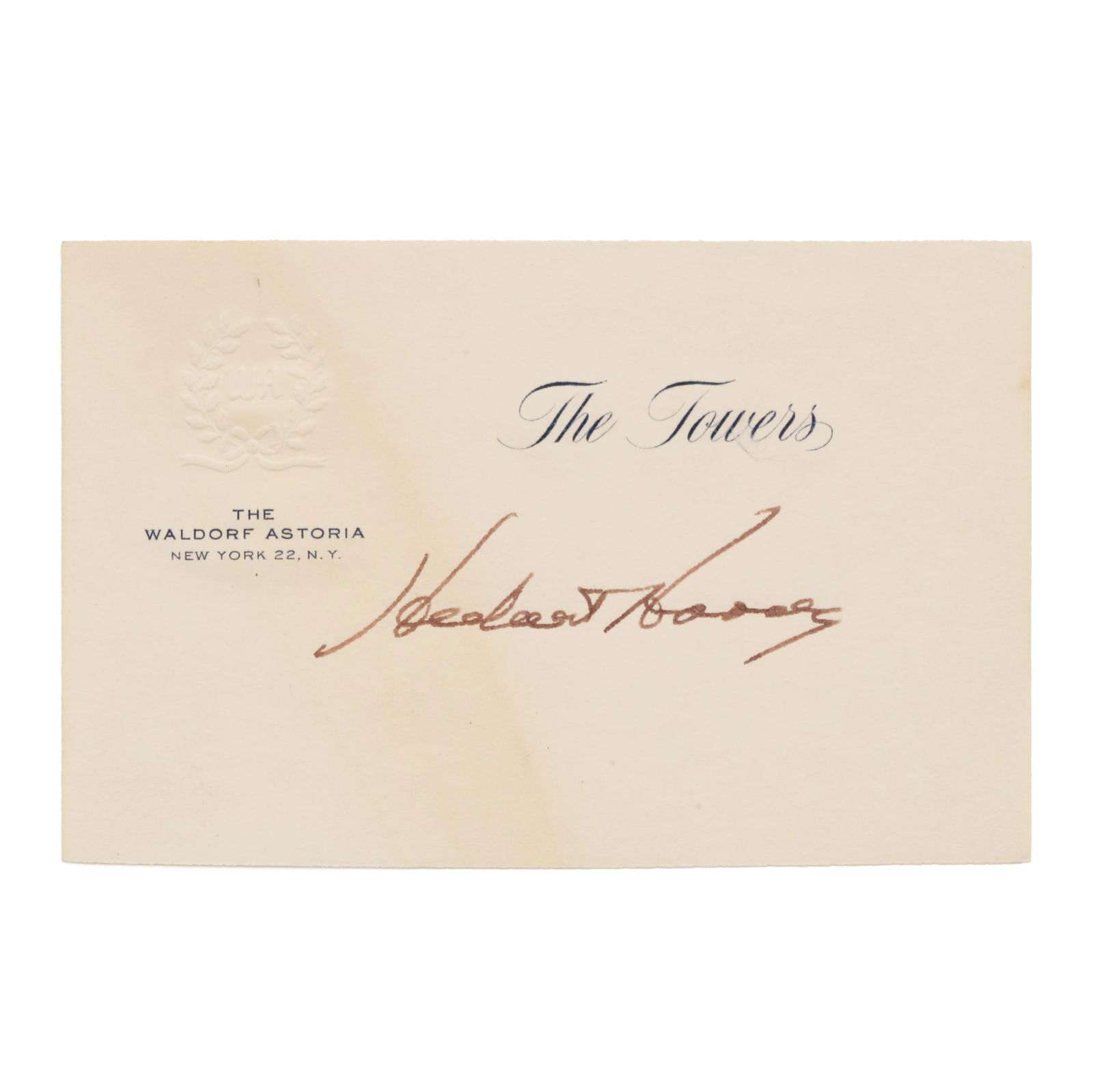 HERBERT HOOVER SIGNED CARDHerbert
