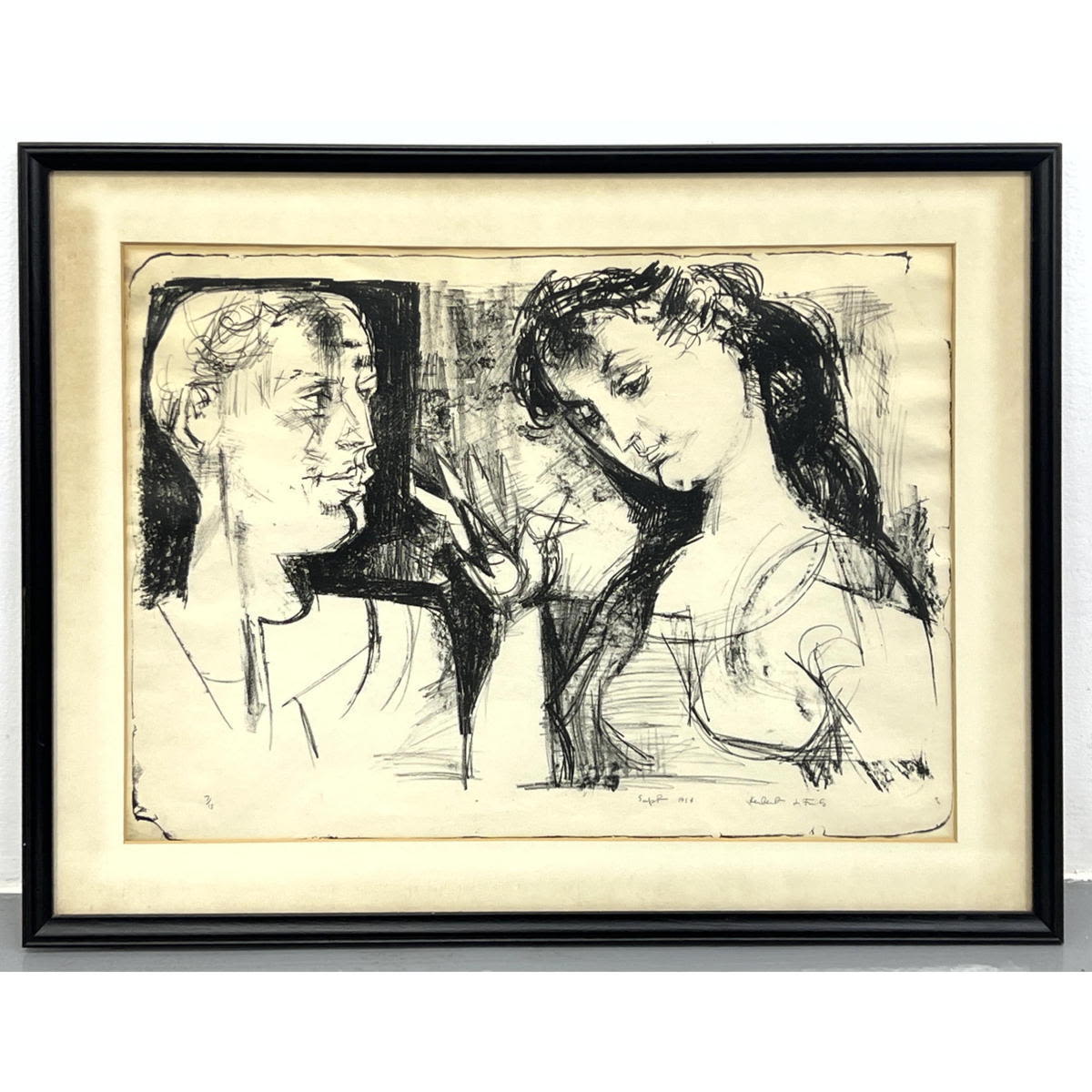 HERBERT L. FINK Etching Print 1954.