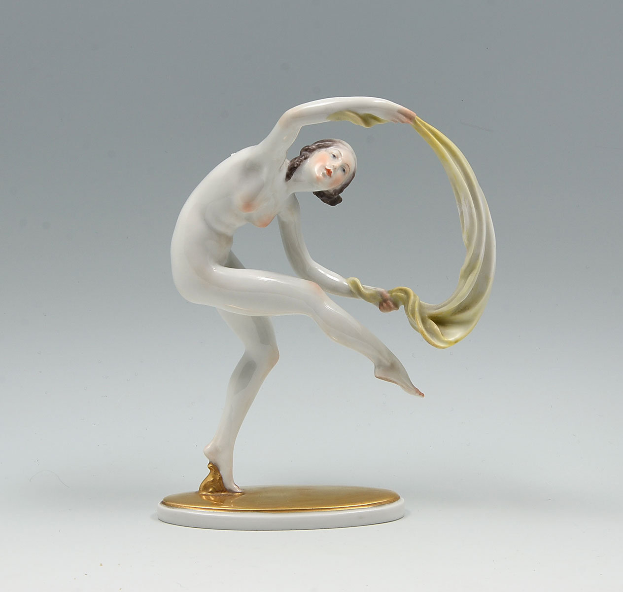 HEREND ART DECO NUDE DANCER: Herend