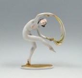HEREND ART DECO NUDE DANCER: H
