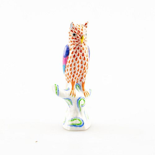 HEREND BIRD FIGURE, OWL ON
