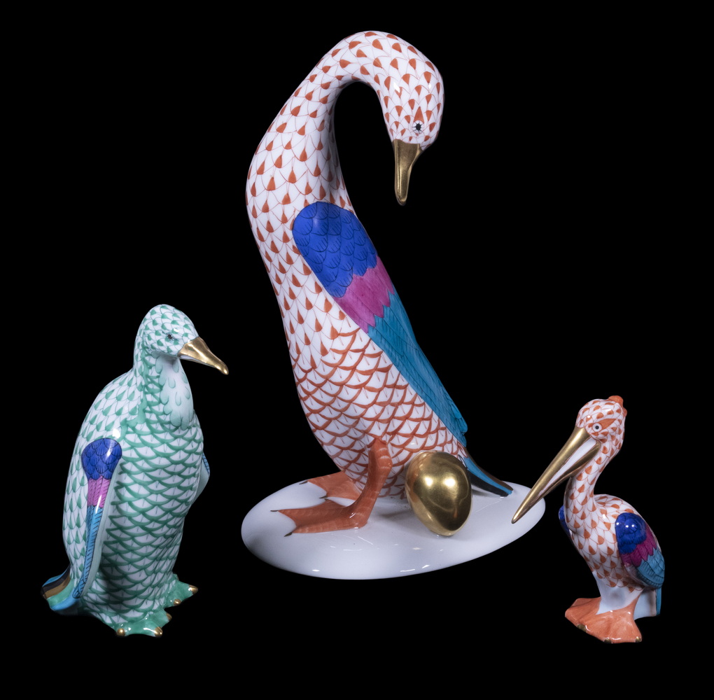 HEREND BIRD FIGURINES Lot of (3)