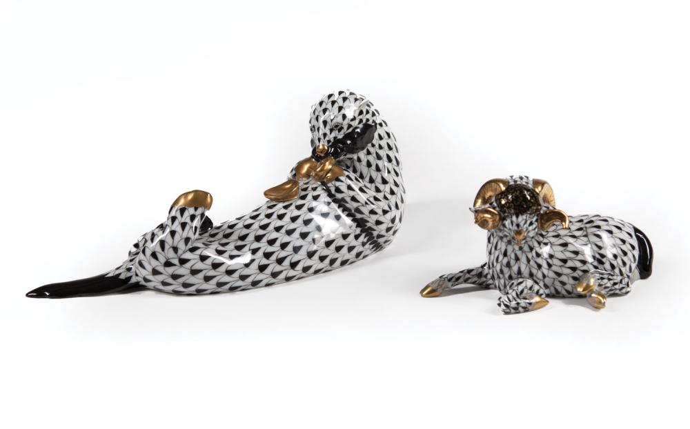 HEREND BLACK FISHNET PORCELAIN