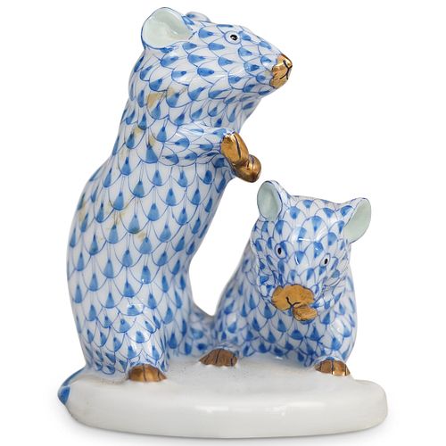 HEREND BLUE PORCELAIN SQUIRREL