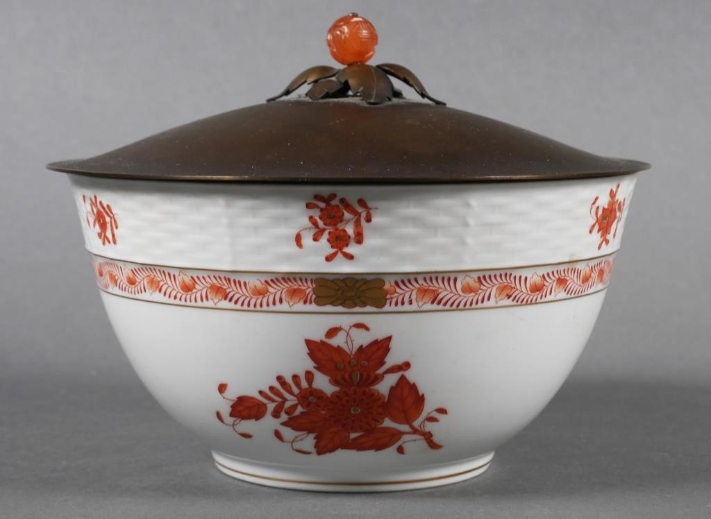 HEREND BOWL W/ POTTER MELLEN BRONZE