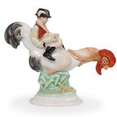 HEREND BOY RIDING ROOSTER FIGU