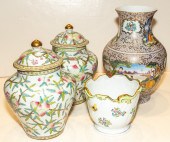HEREND CACHE POT & THREE OTHER
