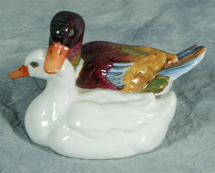 Herend double duck figurine, 4"