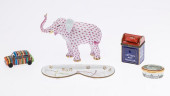 HEREND ELEPHANT AND 4 DECORATI