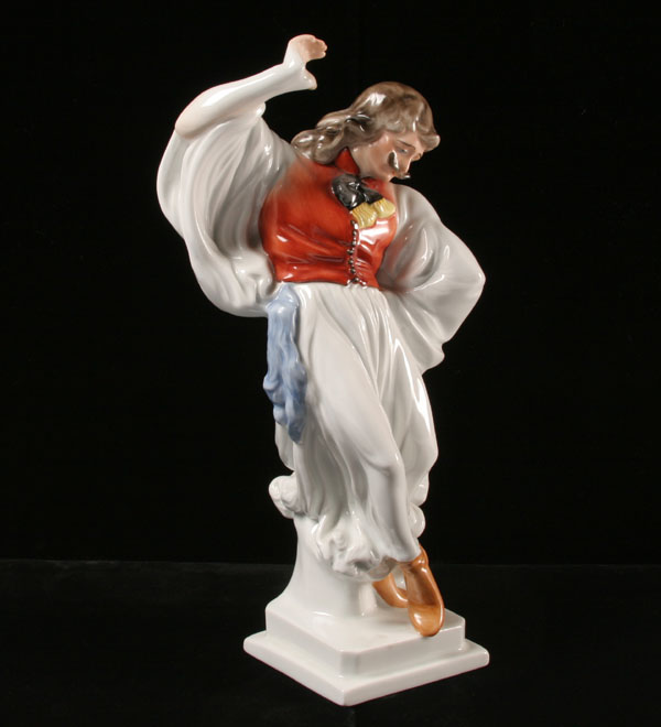 Herend figure; male dancer in