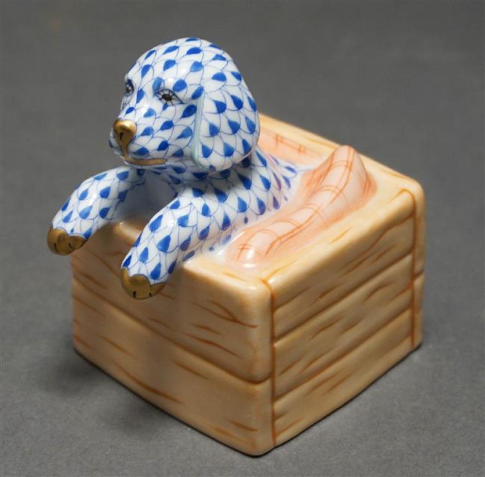 HEREND FIGURE OF A PUPPY IN A